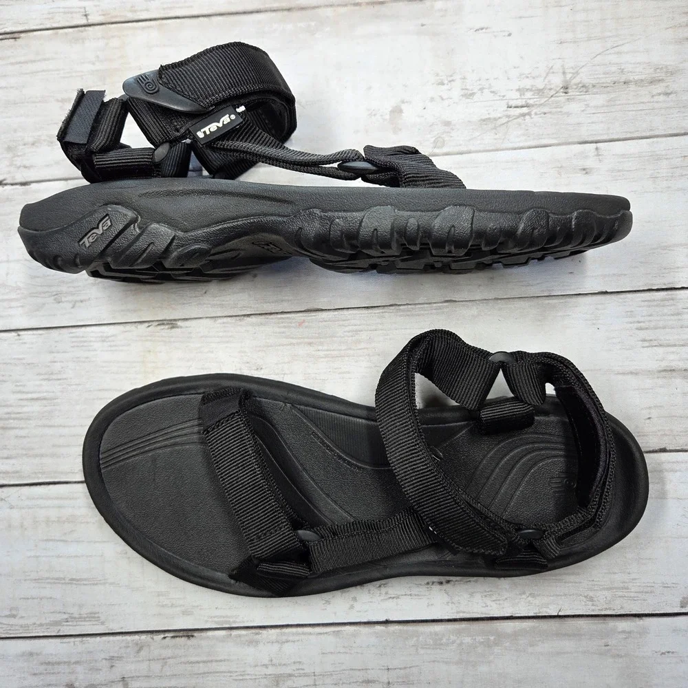 Teva Hurricane 4 Sport Sandal Hiking Outdoor Men 10 Black Adjustable Damaged